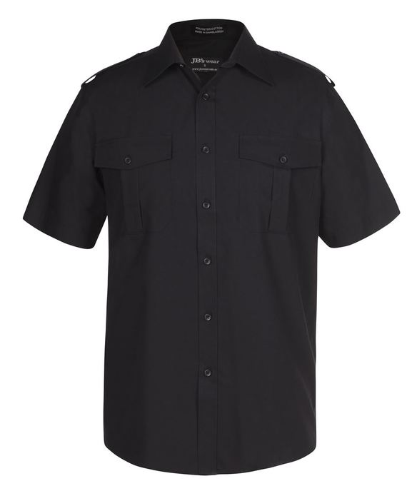 Epaulette Uniform Shirt - Short Sleeve - Black
