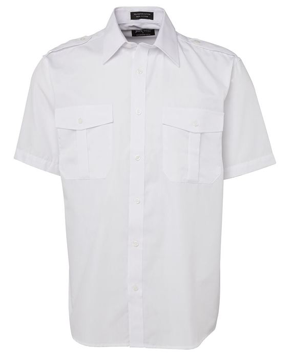 Epaulette Uniform Shirt - Short Sleeve - White