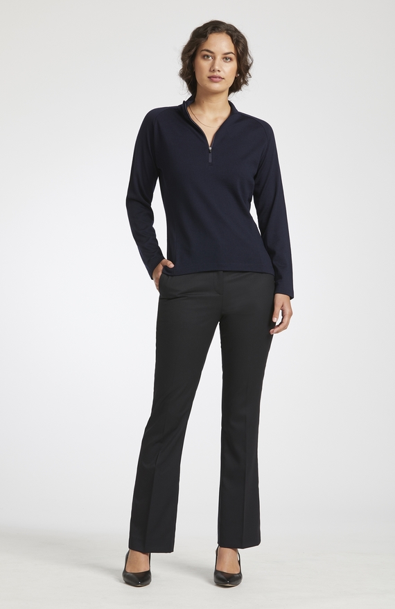Navy Merino Half Zip Jumper - Women - Navy