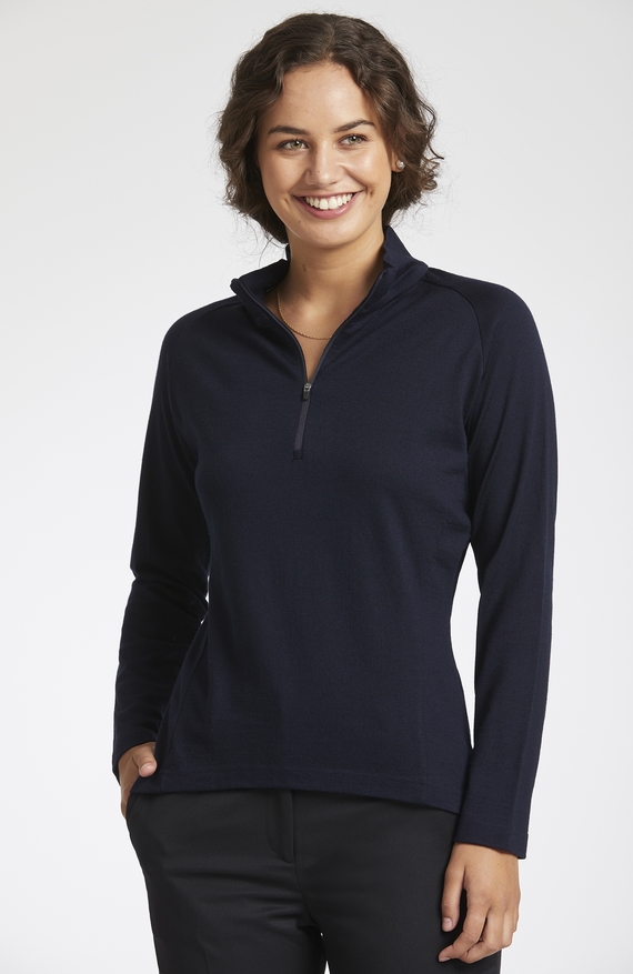 Navy Merino Half Zip Jumper - Women