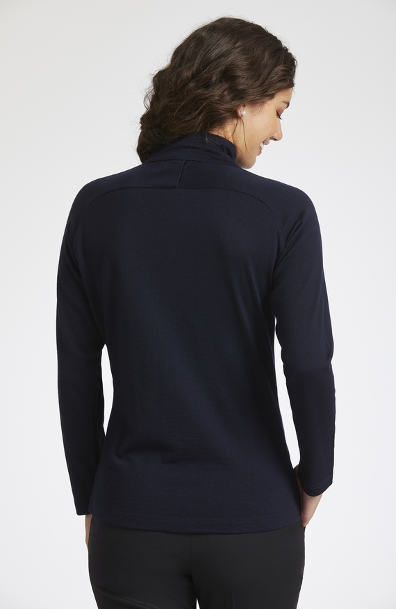 Navy Merino Half Zip Jumper - Women - Navy