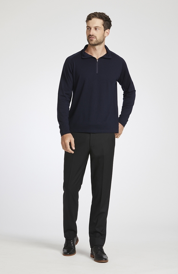 Navy Merino Half Zip Jumper - Men