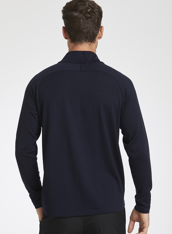 Navy Merino Half Zip Jumper - Men