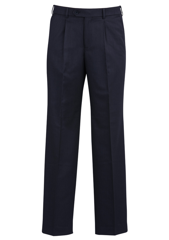 Single Pleat Trousers - Polyester/Bamboo Cool Stretch - Men - Navy