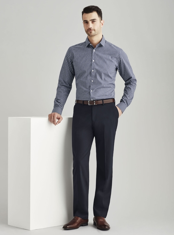 Plain Front Pants - Wool Stretch - Men