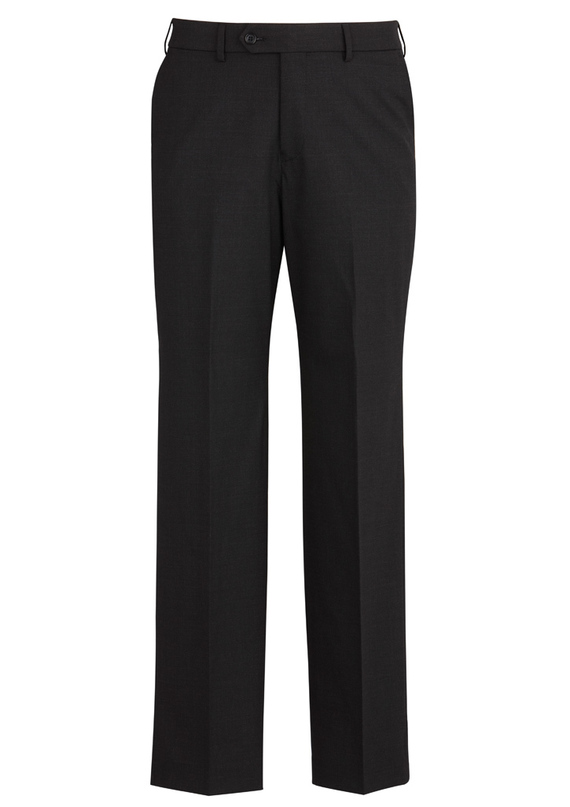 Plain Front Pants - Wool Stretch - Men - Black