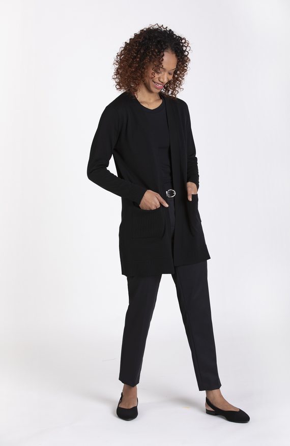 Anna Long Open Cardigan in Superfine Merino