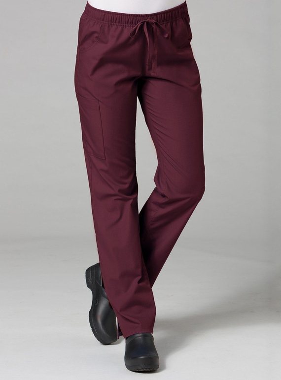 Red Panda Full Elastic Cargo Scrub Pant - Women - Wine
