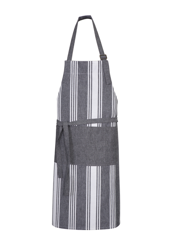 Salt Bib Apron - Salt and Pepper Chambray Stripe