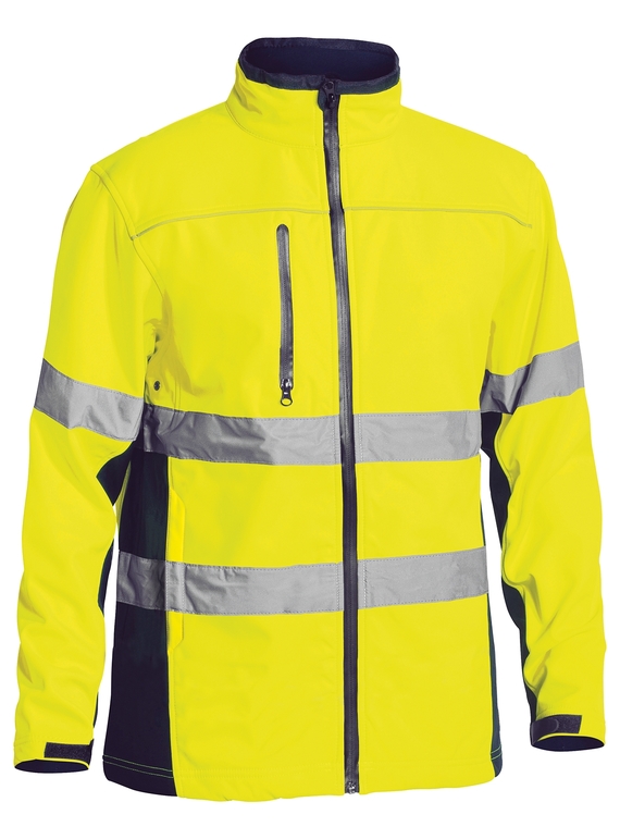 Taped Hi Vis Soft Shell Jacket - Yellow/Navy