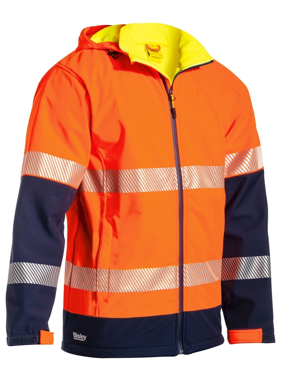 Taped Hi Vis Ripstop Bonded Fleece Jacket - Orange/Navy
