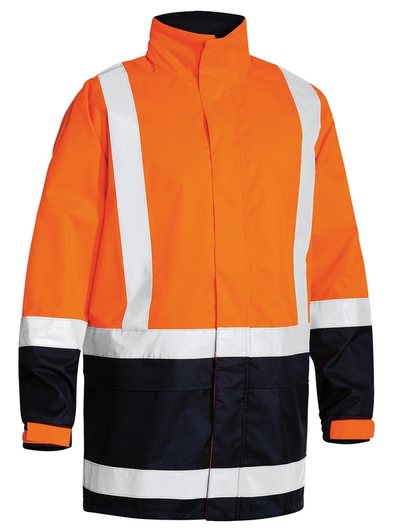 Taped Hi Vis Rain Shell Jacket - Orange/Navy 