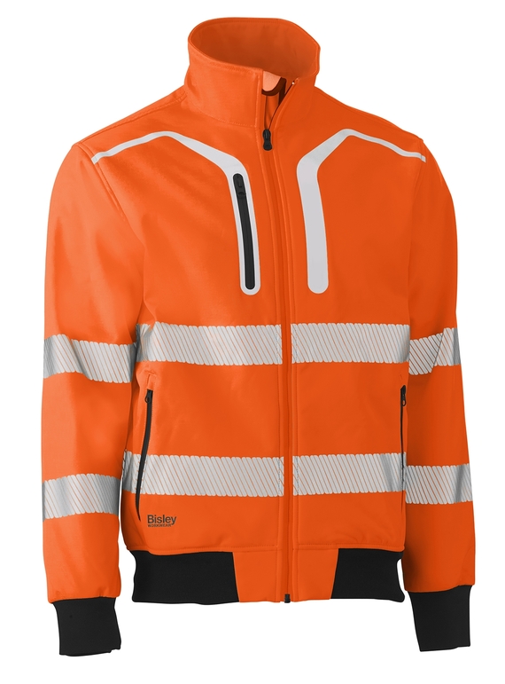 Taped Hi Vis Soft Shell Bomber Jacket - Orange