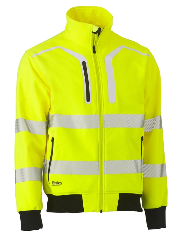 Taped Hi Vis Soft Shell Bomber Jacket - Yellow