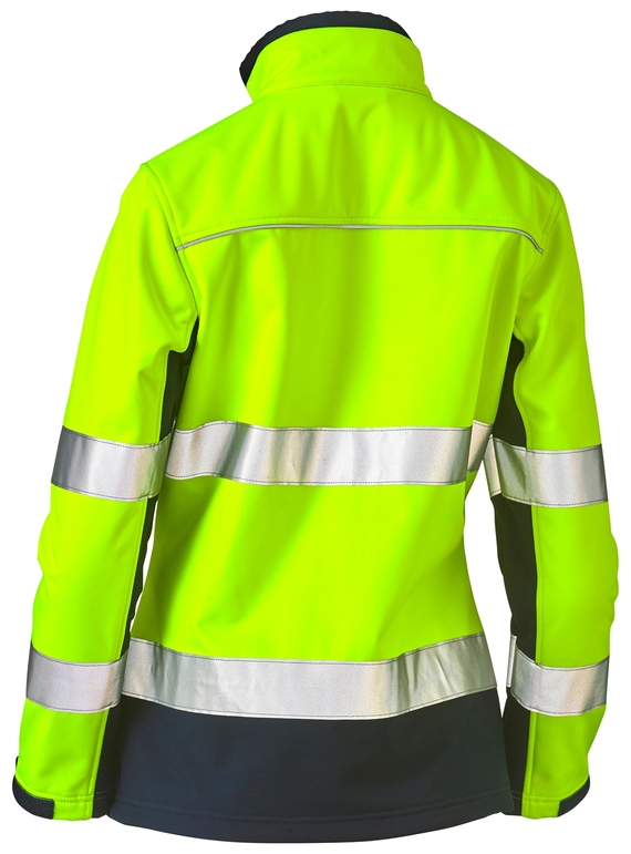 Taped Two Tone Hi Vis Soft Shell Jacket - Women - Back