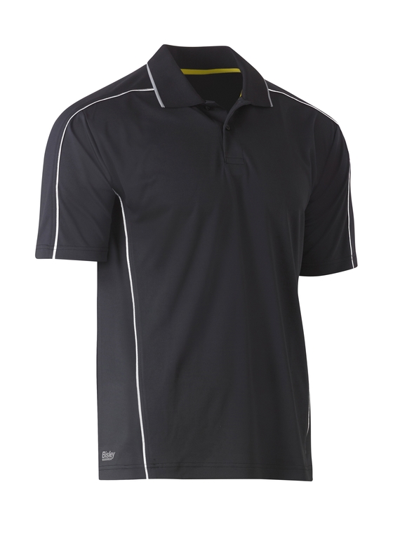 Cool Mesh Polo Shirt With Reflective Piping - Charcoal