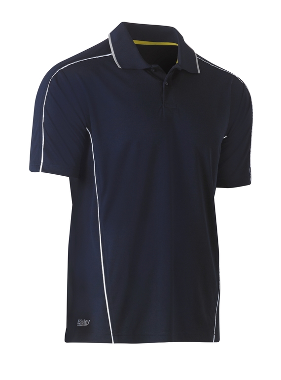 Cool Mesh Polo Shirt With Reflective Piping - Navy