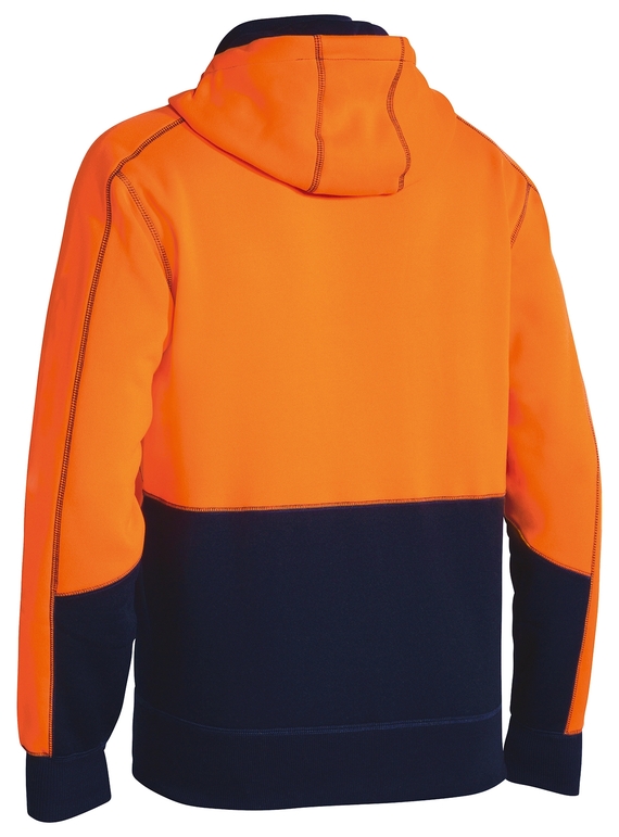 Hi Vis Zip Front Fleece Hoodie - Back
