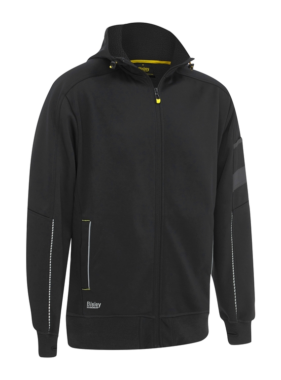 Work Fleece Zip-Front Hoodie With Sherpa Lining - Black