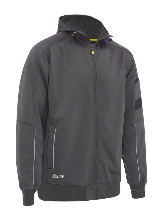 Work Fleece Zip-Front Hoodie With Sherpa Lining - Charcoal