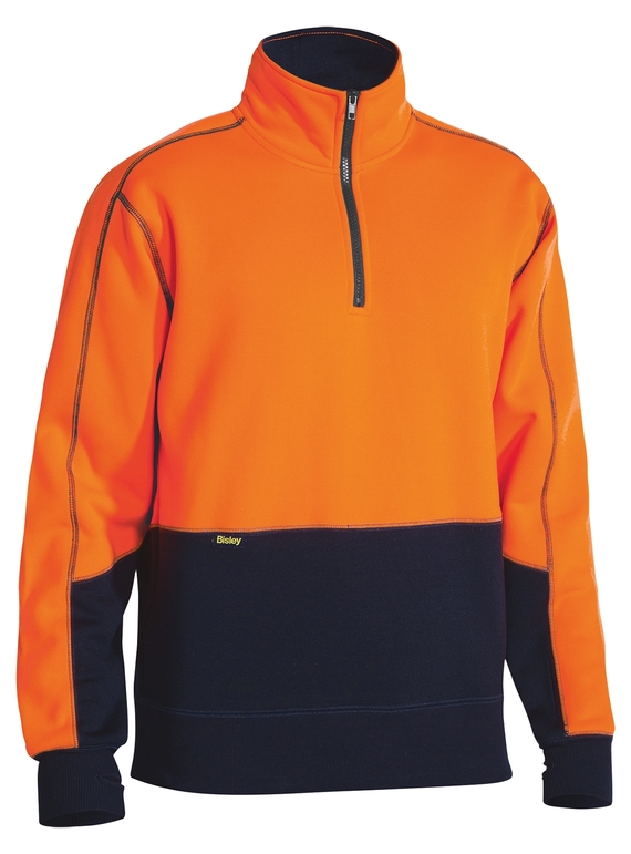 Hi Vis Fleece 1/4 Zip Pullover - Orange/Navy