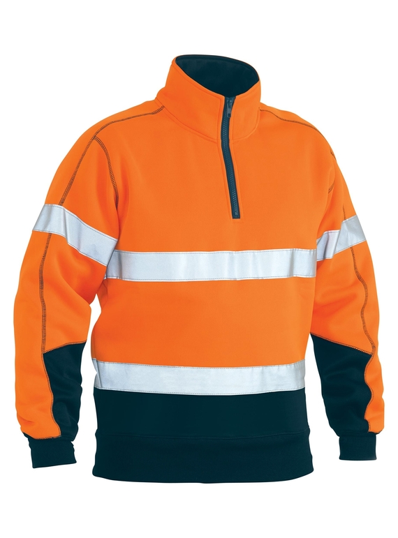 Taped Hi Vis 1/4 Zip Fleece Pullover - Orange/Navy