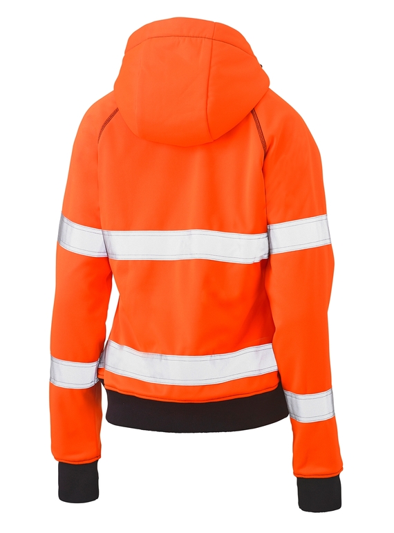 Taped Hi Vis Fleece Zip Front Hoodie With Sherpa Lining - Women - Back