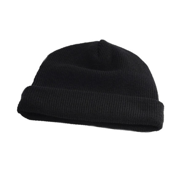 Wool Blend Knit Beanie - Black