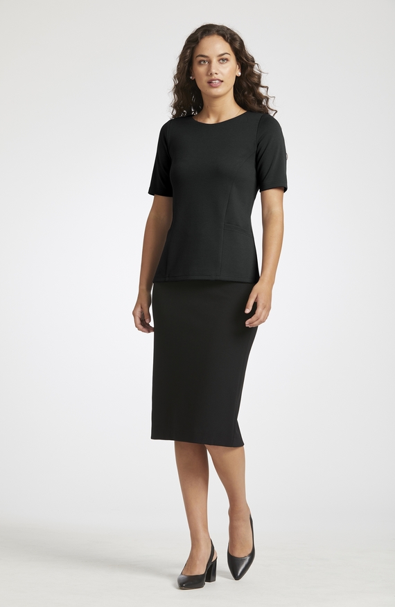 Scoop Neck Ponte Top with Pockets