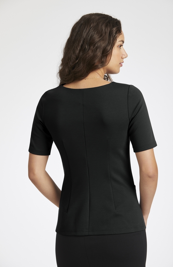 Scoop Neck Ponte Top with Pockets