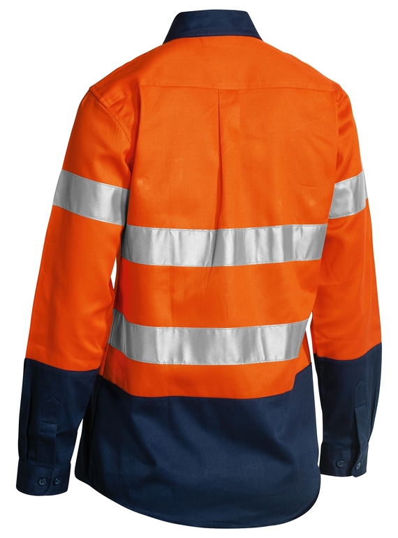 Taped Hi Vis Cotton Drill Shirt - Women - Back