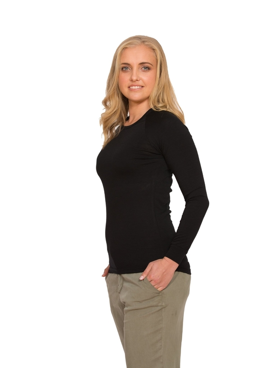 Merino Crew Neck Long Sleeve Base Layer Top - Women