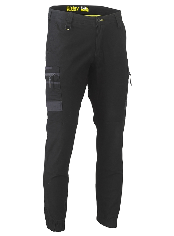 Flx & Move Stretch Cargo Cuffed Work Pants - Black