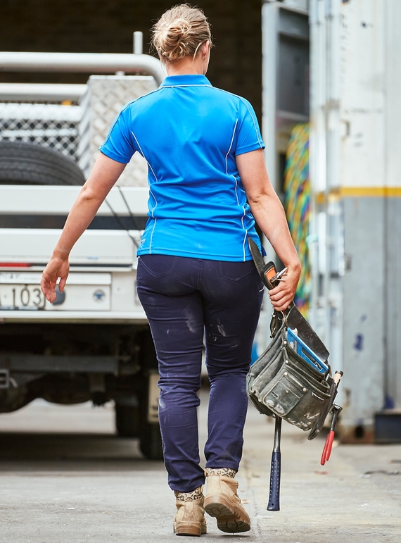 Mid Rise Stretch Cotton Work Pants - Women