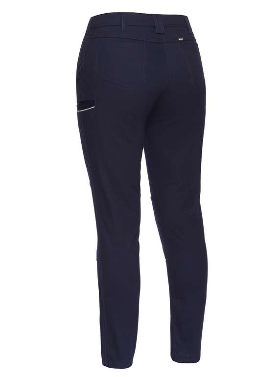 Mid Rise Stretch Cotton Work Pants - Women - Back