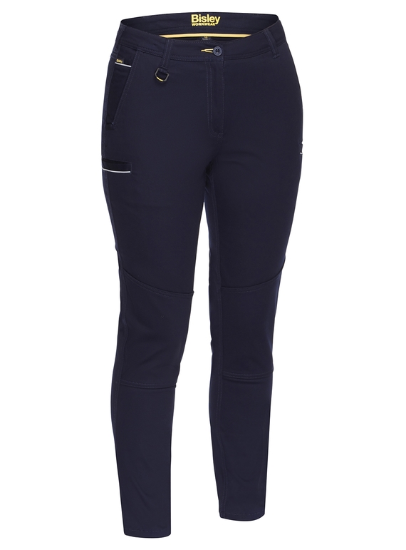 Mid Rise Stretch Cotton Work Pants - Women - Navy