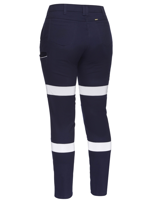 Taped Mid Rise Stretch Cotton Pants - Women - Back