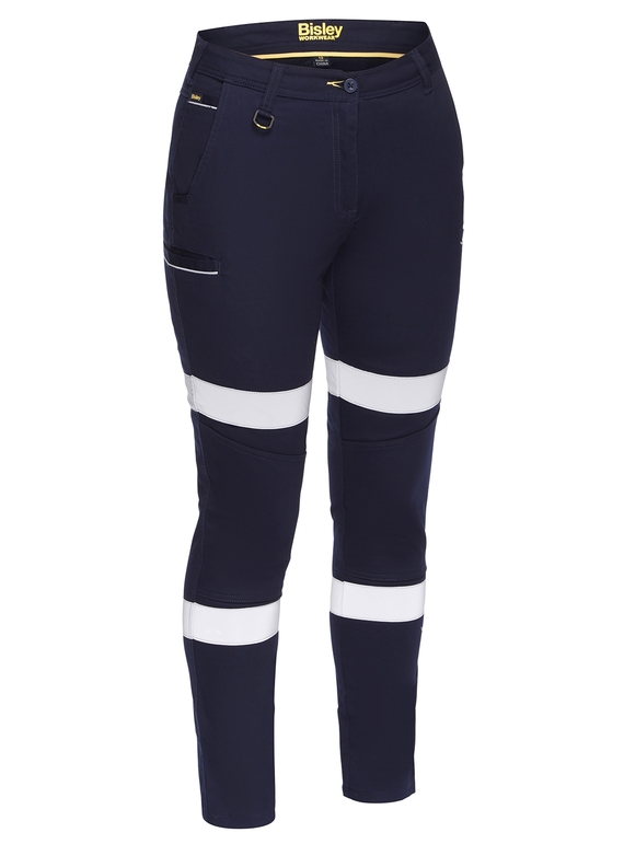 Taped Mid Rise Stretch Cotton Pants - Women