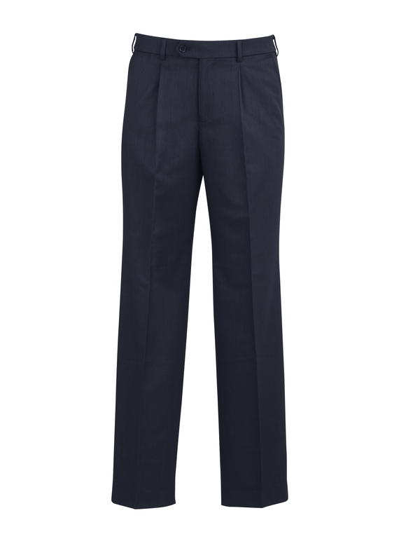 Classic Pleat Front Stretch Pant - Men - Navy