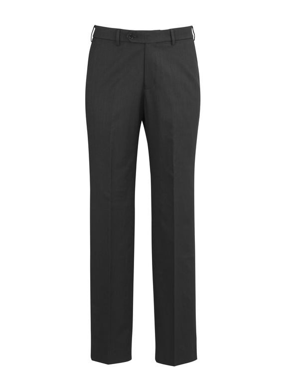 Classic Flat Front Stretch Trouser - Men - Charcoal