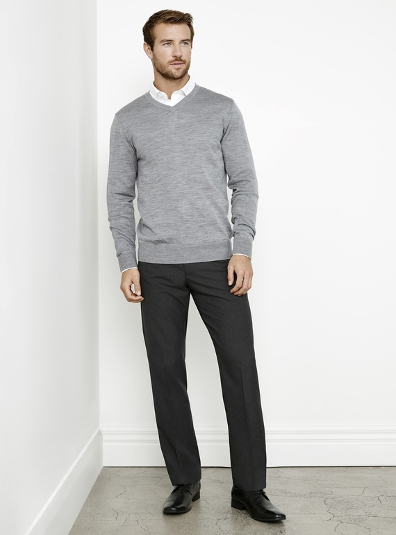 Classic Flat Front Stretch Trouser - Men