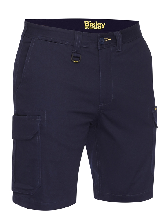 Stretch Cotton Drill Cargo Work Shorts - Navy