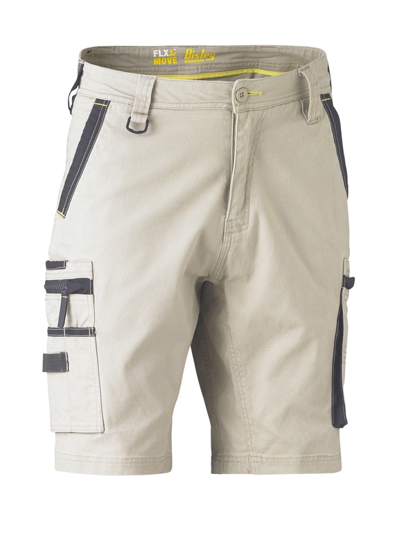 Flx & Move Stretch Utility Zip Cargo Work Shorts - Men - Stone