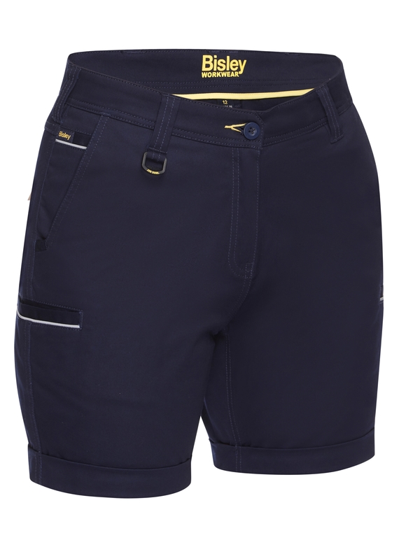 Stretch Cotton Drill Work Shorts - Women - Navy