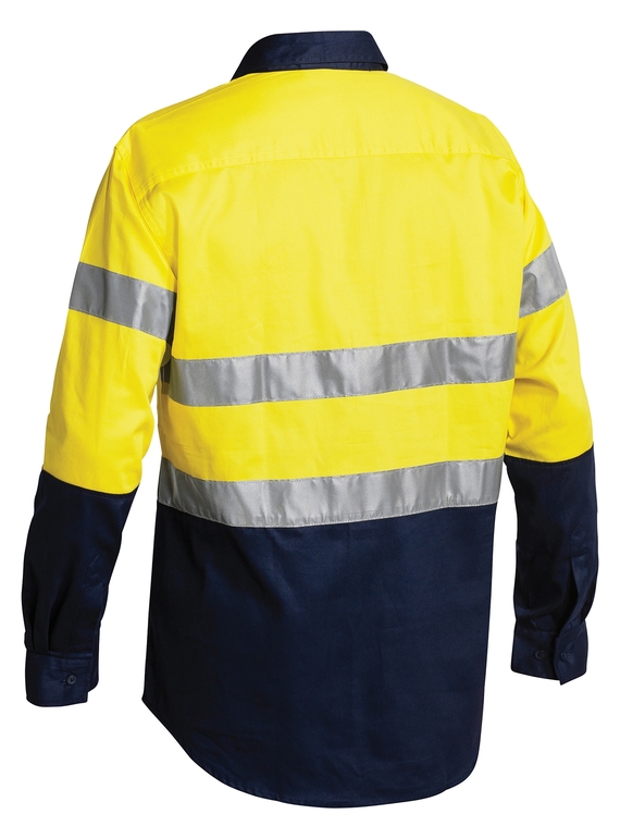 Taped Hi Vis Closed Front Drill Long Sleeve Shirt - Back