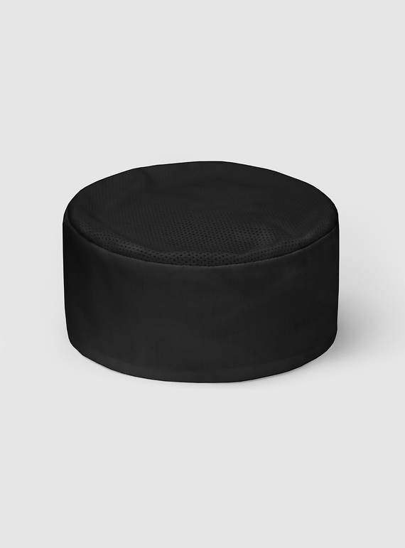 Mesh Flat Top Chef Hat - Recycled Polyester/Cotton - Black