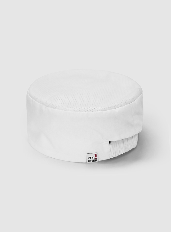 Mesh Flat Top Chef Hat - Recycled Polyester/Cotton - White