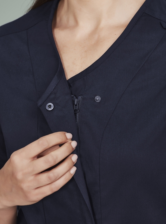 Parks Zip Front Crossover Scrub Top - Women