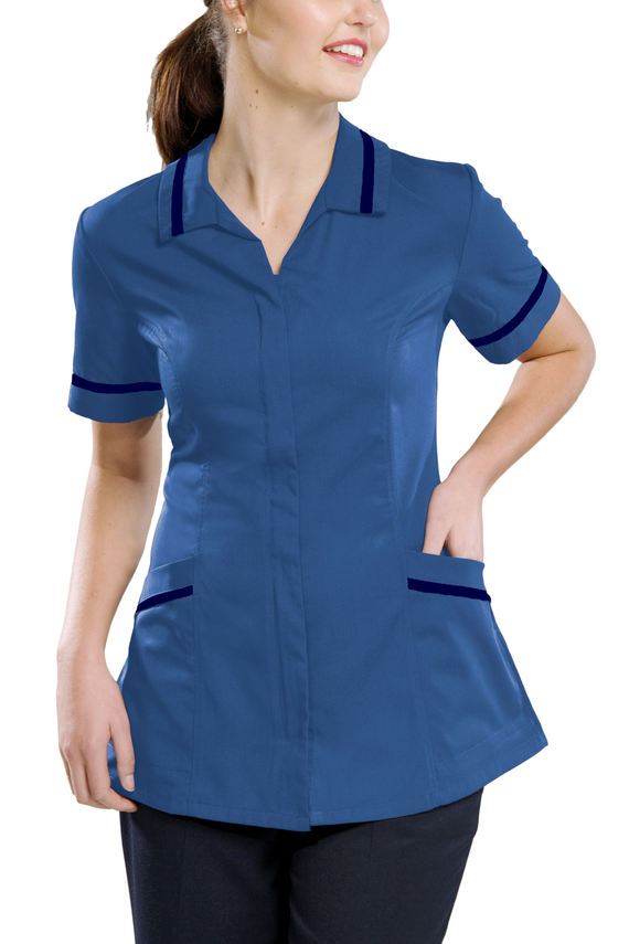 Pacifica  Nurses Teflon Treated Tunic - Cobalt/Navy Trim