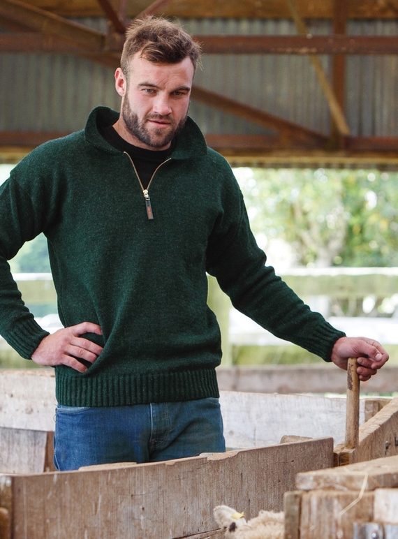 Original Zip and Collar Work Sweater 